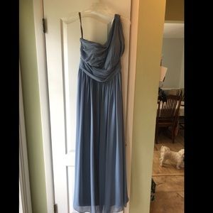 Bill Levkoff One Shoulder Slate Blue / Grey Dress